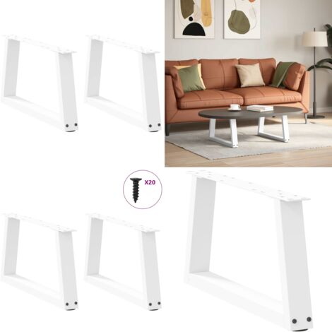 Gambe per Tavolino da Caffè a Forma di V 2 pz Bianche 50x(30-31,3) cm Acciaio - Gambe in acciaio - Gambe per tavolo