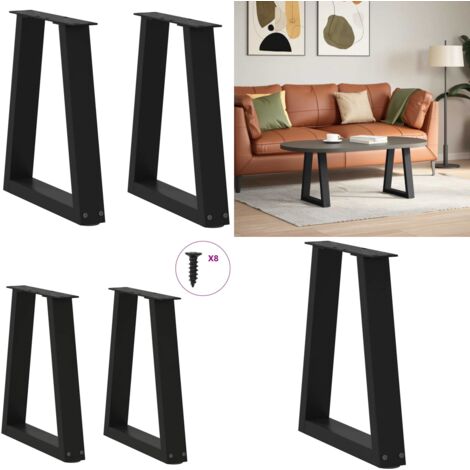 Gambe per Tavolino da Caffè a Forma di V 2 pz Nere 28x(42-43,3) cm Acciaio - Gambe in acciaio - Gambe per tavolo