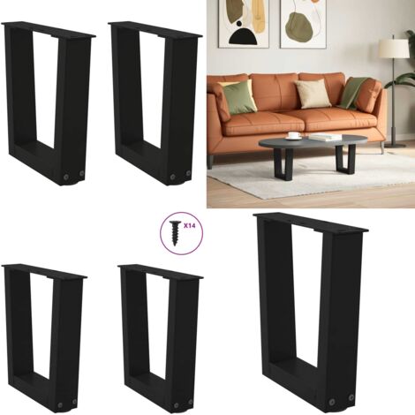 Gambe per Tavolino da Caffè a Forma di V 2 pz Nere 30x(30-31,3) cm Acciaio - Gambe in acciaio - Gambe per tavolo
