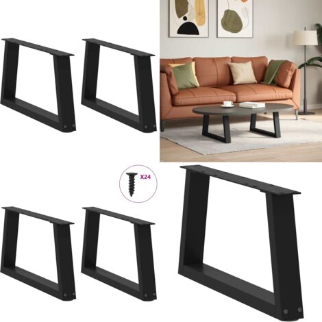 Gambe per Tavolino da Caffè a Forma di V 2 pz Nere 60x(30-31,3) cm Acciaio - Gambe in acciaio - Gambe per tavolo