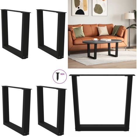 Gambe per Tavolino da Caffè a Forma di V 2 pz Nere 60x(42-43,3) cm Acciaio - Gambe in acciaio - Gambe per tavolo