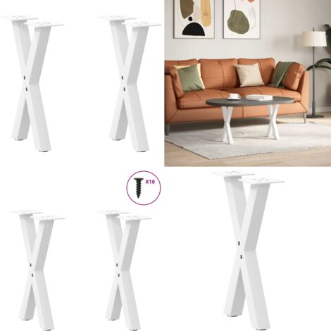 Gambe per Tavolino da Caffè a Forma di X 2 pz Bianche 28x(42-43) cm Acciaio - Gambe in acciaio - Gambe a forma di X