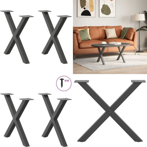 Gambe per Tavolino da Caffè a X 2 pz Antracite 60x(42-43) cm Acciaio - Gambe in acciaio - Gambe a X