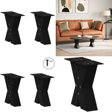 Gambe per Tavolino da Caffè a X 2 pz Nere 30x(30-31) cm Acciaio - Gambe in acciaio - Gambe a X