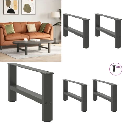 Gambe per Tavolino da Caffè Antracite 2 pz 70x(30-31) cm Acciaio - Gambe in acciaio - Gambe per tavoli