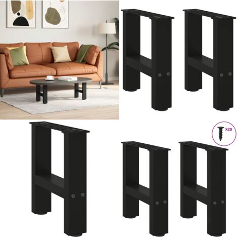 Gambe per Tavolino da Caffè Nere 2 pz 40x(30-31) cm Acciaio - Gambe in acciaio - Gambe per tavolo