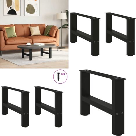 Gambe per Tavolino da Caffè Nere 2 pz 50x(30-31) cm Acciaio - Gambe in acciaio - Gambe per tavolo