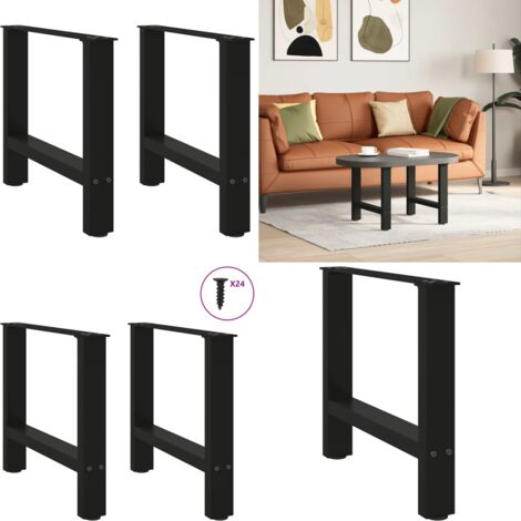 Gambe per Tavolino da Caffè Nere 2 pz 60x(42-43) cm Acciaio - Gambe in acciaio - Gambe per tavolo