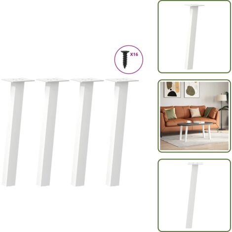 Gambe per tavolino - vidaXL Gambe per tavolino da caffè 4 pz Bianche 30 cm Acciaio - Gambe in acciaio verniciato
