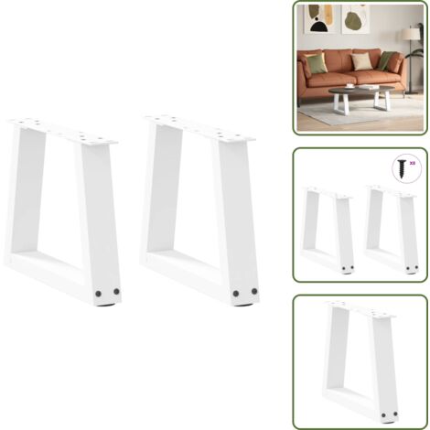 Gambe per tavolino - vidaXL Gambe per Tavolino da Caffè a Forma di V 2 pz Bianche 30x(30-31,3) cm Acciaio - Gambe in acciaio verniciato