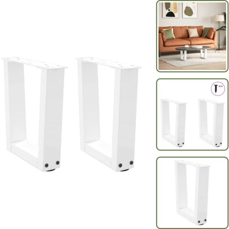 Gambe per tavolino - vidaXL Gambe per Tavolino da Caffè a Forma di V 2 pz Bianche 30x(30-31,3) cm Acciaio - Gambe per tavolino da caffè in acciaio