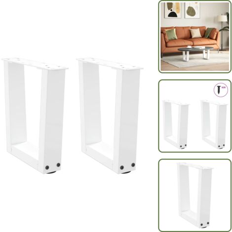 Gambe per tavolino - vidaXL Gambe per Tavolino da Caffè a Forma di V 2 pz Bianche 40x(30-31,3) cm Acciaio - Gambe per tavolino da caffè