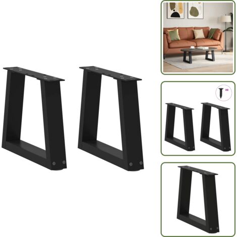 Gambe per tavolino - vidaXL Gambe per Tavolino da Caffè a Forma di V 2 pz Nere 30x(30-31,3) cm Acciaio - Gambe per tavolino da caffè nere
