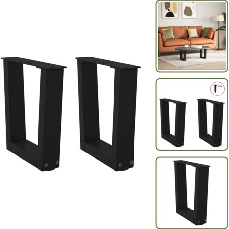 Gambe per tavolino - vidaXL Gambe per Tavolino da Caffè a Forma di V 2 pz Nere 30x(30-31,3) cm Acciaio - Gambe per tavolino da caffè nere