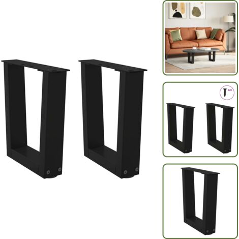 Gambe per tavolino - vidaXL Gambe per Tavolino da Caffè a Forma di V 2 pz Nere 40x(30-31,3) cm Acciaio - Gambe per tavolino da caffè nere