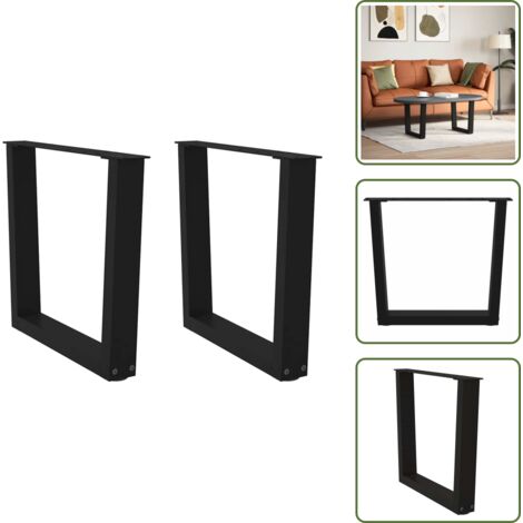 Gambe per tavolino - vidaXL Gambe per Tavolino da Caffè a Forma di V 2 pz Nere 50x(42-43,3) cm Acciaio - Gambe per tavolino da caffè nere