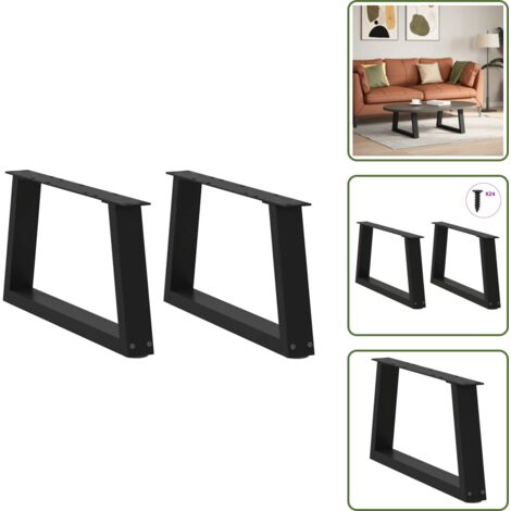 Gambe per tavolino - vidaXL Gambe per Tavolino da Caffè a Forma di V 2 pz Nere 70x(30-31,3) cm Acciaio - Gambe per tavolino da caffè nere