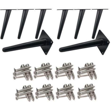 gambe per tavolo angolate, gambe per mobili in metallo, gambe per mobili a cono, acciaio inossidabile, verniciate di nero, alte 20 cm, gambe di ricambio silenziose e antiscivolo per divani, tavoli e a