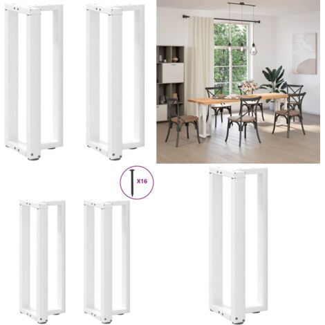 Gambe per Tavolo Consolle a Forma di T 2 pz Bianche 25x28x(72-73) cm Acciaio - Gambe in acciaio - Gambe a T