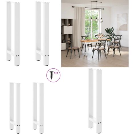 Gambe per Tavolo Consolle Bianche 2 pz 28x(72-73) cm Acciaio - Gambe in acciaio - Gambe per tavolo