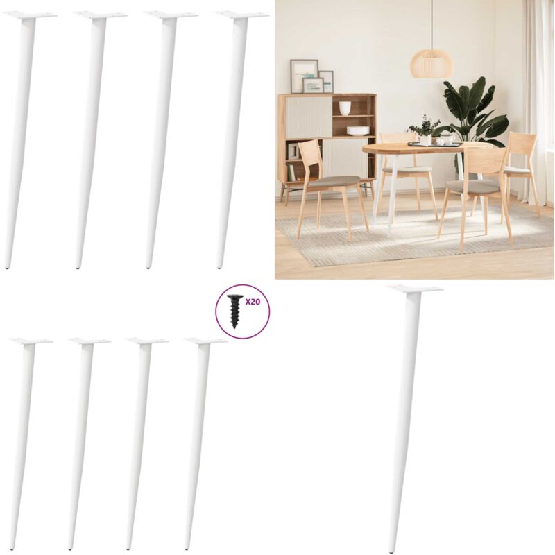 Gambe per Tavolo Consolle Forma Conica 4 pz Bianche 72-73 cm Acciaio - Gambe in acciaio - Gambe per tavolo