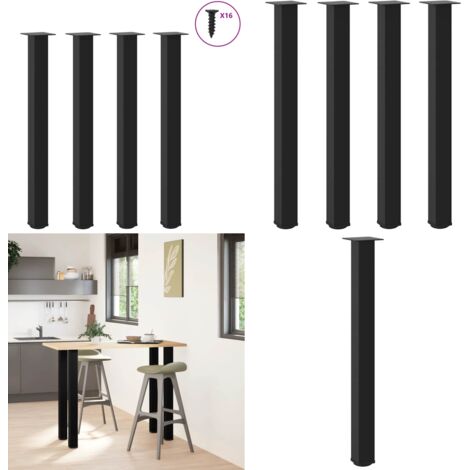 Gambe per tavolo da bar 4 pz nere 100-102 cm in acciaio - Tavolo da bar - Gambe in acciaio