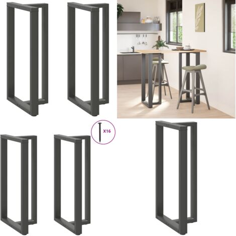 Gambe per tavolo da bar a forma di T 2 pz Antracite 60x35x(110-111) cm Acciaio - Gambe in acciaio - Gambe a forma di T