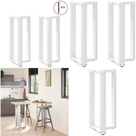 Gambe per tavolo da bar a forma di T 2 pz bianche 40x35x(90-91) cm in acciaio - Gambe in acciaio - Gambe a forma di T