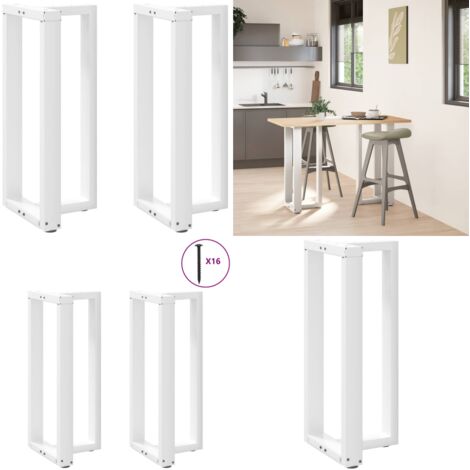Gambe per tavolo da bar a forma di T 2 pz bianche 50x35x(90-91) cm in acciaio - Gambe in acciaio - Gambe a forma di T