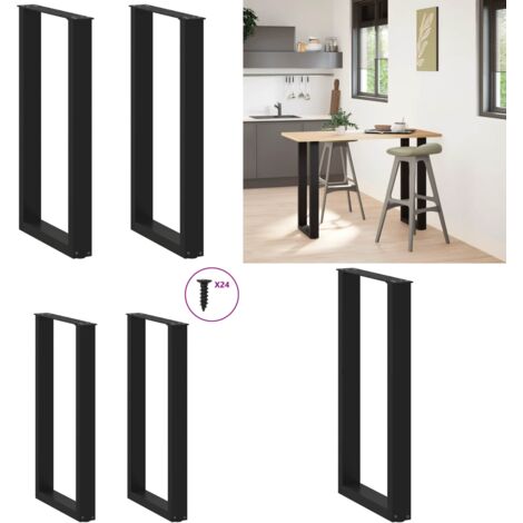 Gambe per tavolo da bar a forma di U 2 pz nere 50x(90-91) cm in acciaio - Tavolo da bar - Gambe in acciaio