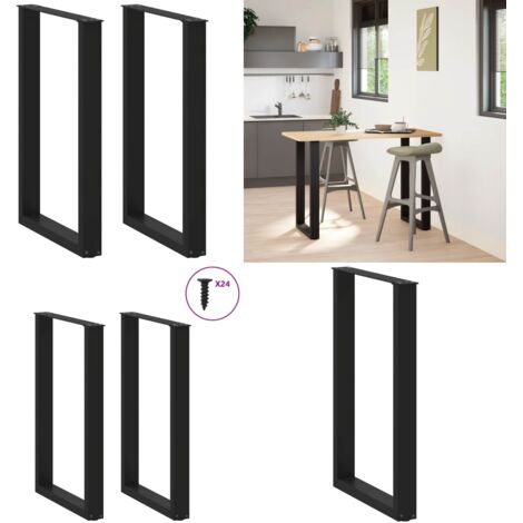 Gambe per tavolo da bar a forma di U 2 pz nere 60x(90-91) cm in acciaio - Tavolo da bar - Gambe in acciaio
