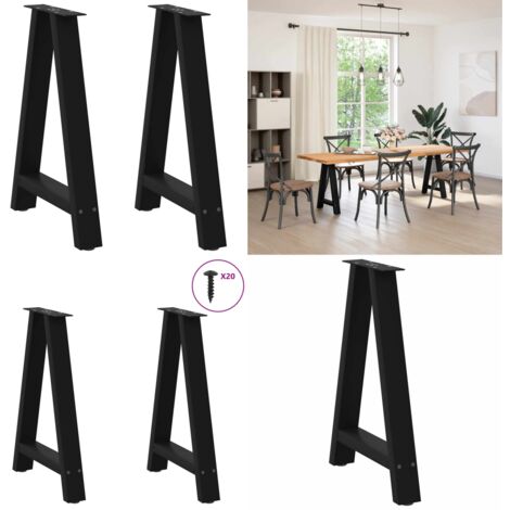 Gambe per tavolo da pranzo a forma di A 2 pz nere 60x(72-73) cm in acciaio - Gambe in acciaio - Gambe a forma di A