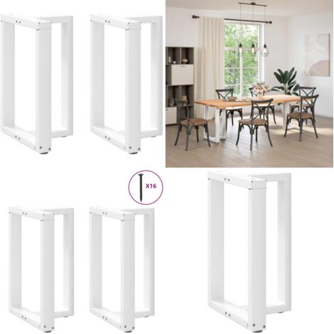 Gambe per tavolo da pranzo a forma di T 2 pz bianche 60x35x(72-73) cm in acciaio - Gambe in acciaio - Gambe a forma di T