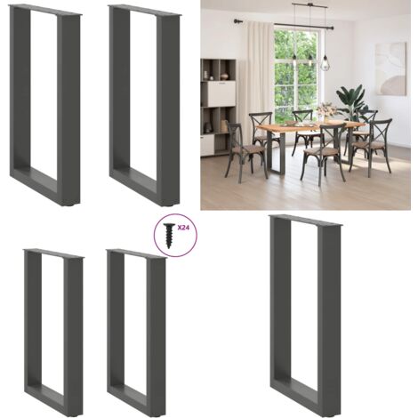 Gambe per tavolo da pranzo a forma di U 2 pz Antracite 50x(72-73) cm Acciaio - Gambe in acciaio - Gambe a forma di U