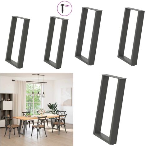 Gambe per tavolo da pranzo a forma di U 2 pz Antracite 50x(72-73) cm Acciaio - Gambe in acciaio - Gambe in acciaio verniciato