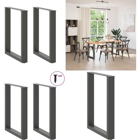 Gambe per tavolo da pranzo a forma di U 2 pz Antracite 70x(72-73) cm Acciaio - Gambe in acciaio - Gambe a forma di U