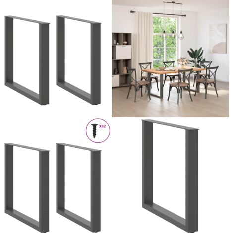 Gambe per tavolo da pranzo a forma di U 2 pz Antracite 90x(72-73) cm Acciaio - Gambe in acciaio - Gambe a forma di U