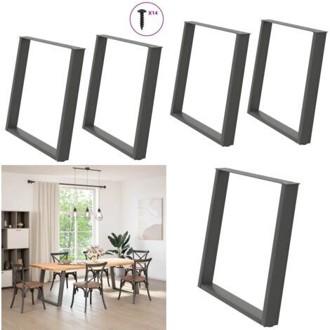 Gambe per tavolo da pranzo a forma di U 2 pz Antracite 90x(72-73) cm Acciaio - Gambe in acciaio - Gambe in acciaio verniciato a polvere