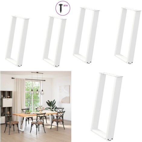 Gambe per tavolo da pranzo a forma di U 2 pz bianche 50x(72-73) cm in acciaio - Gambe in acciaio - Gambe in acciaio verniciato a polvere