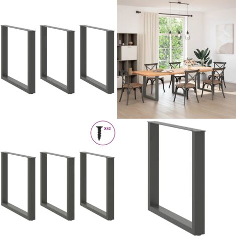 Gambe per tavolo da pranzo a forma di U 3 pz Antracite 80x(72-73) cm Acciaio - Gambe in acciaio - Gambe a forma di U