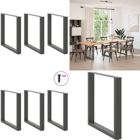 Gambe per tavolo da pranzo a forma di U 3 pz Antracite 90x(72-73) cm Acciaio - Gambe in acciaio - Gambe a forma di U