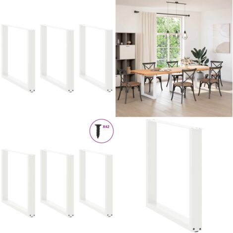 Gambe per tavolo da pranzo a forma di U 3 pz bianche 80x(72-73) cm in acciaio - Gambe in acciaio - Gambe a forma di U
