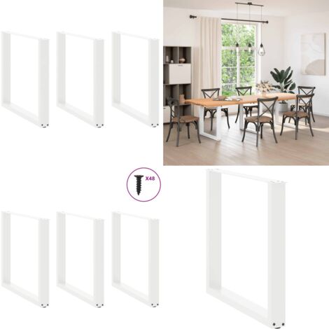 Gambe per tavolo da pranzo a forma di U 3 pz bianche 90x(72-73) cm in acciaio - Gambe in acciaio - Gambe a forma di U