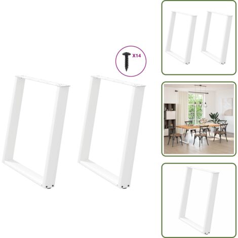 Gambe per tavolo da pranzo a forma di U - vidaXL Gambe per tavolo da pranzo a forma di U 2 pz bianche 80x(72-73) cm in acciaio - Gambe per tavolo con piedini regolabili