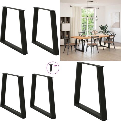 Gambe per tavolo da pranzo a forma di V 2 pz nere 80x(72-73,3) cm in acciaio - Gambe in acciaio - Gambe per tavolo da pranzo nere