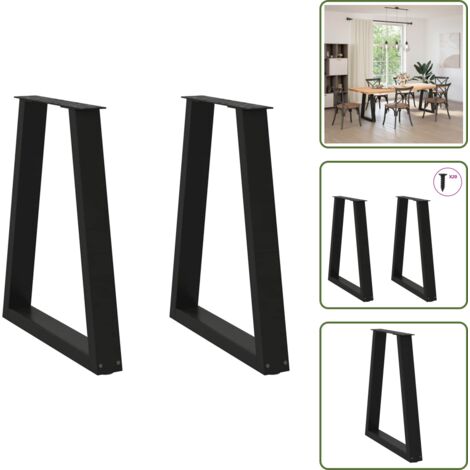 Gambe per tavolo da pranzo a forma di V - vidaXL Gambe per tavolo da pranzo a forma di V 2 pz nere 60x(72-73,3) cm in acciaio - Gambe per tavolo da pranzo con piedini regolabili