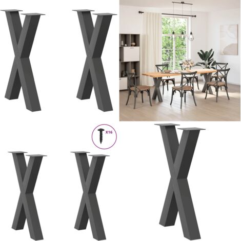 Gambe per tavolo da pranzo a forma di X 2 pz Antracite 60x(72-73) cm Acciaio - Gambe in acciaio - Gambe a forma di X