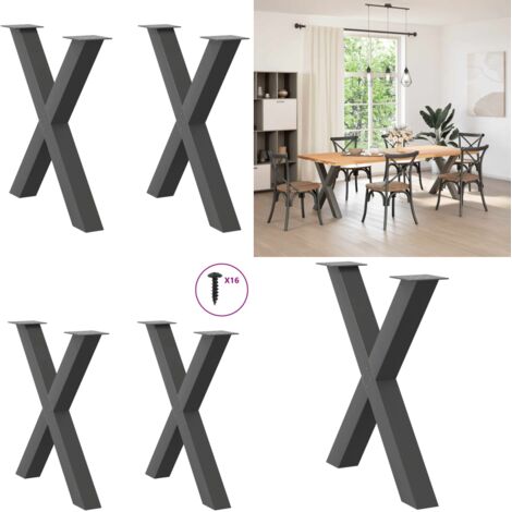 Gambe per tavolo da pranzo a forma di X 2 pz Antracite 70x(72-73) cm Acciaio - Gambe in acciaio - Gambe a forma di X