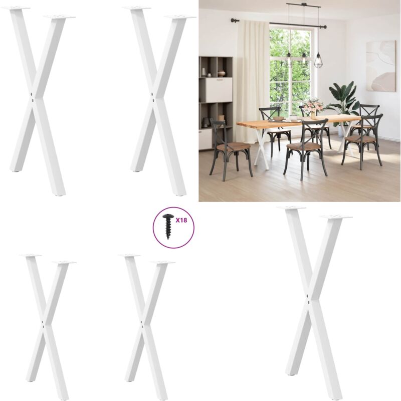 Gambe per tavolo da pranzo a forma di X 2 pz bianche 57x(72-73) cm in acciaio - Gambe in acciaio - Gambe a forma di X