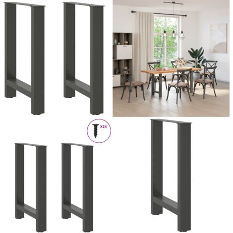 Gambe per tavolo da pranzo antracite 2 pz 50x(72-73) cm in acciaio - Gambe in acciaio - Gambe per tavolo